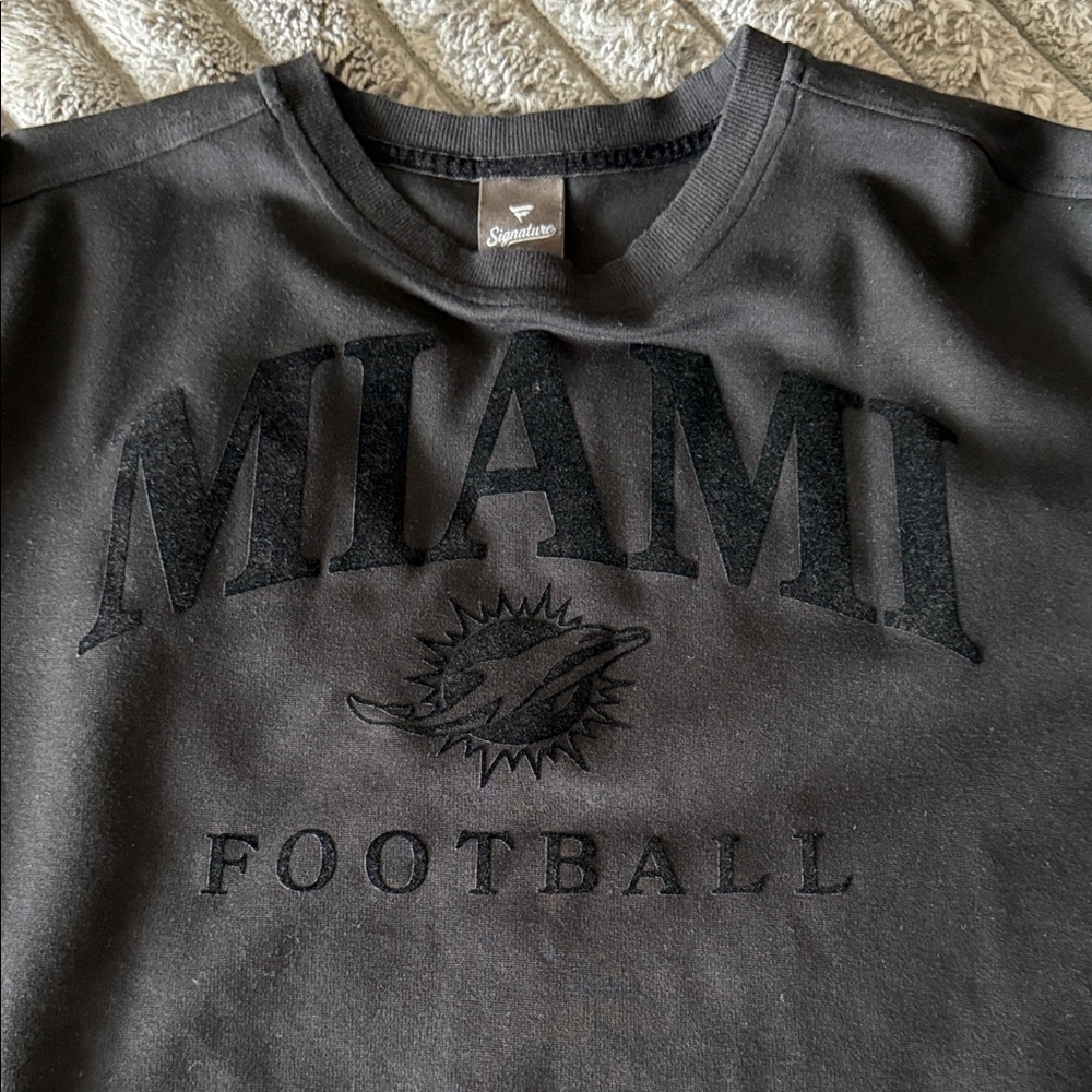 Signature Black Velvet Miami Football Crewneck Sweatshirt